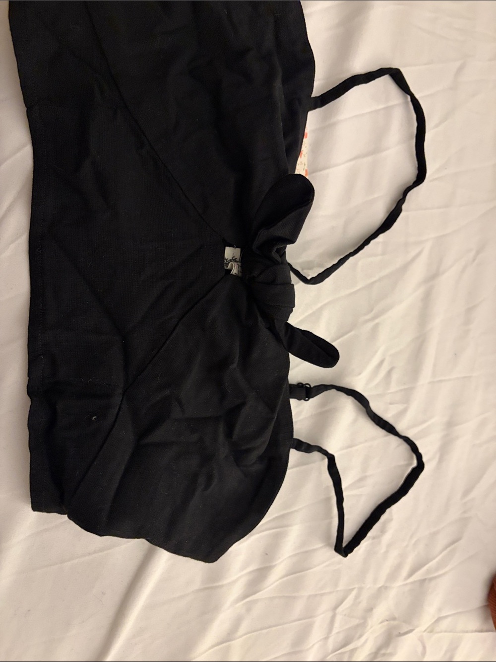 Free People Black Crop Peep Hole Bow Tie with Adjustable Straps